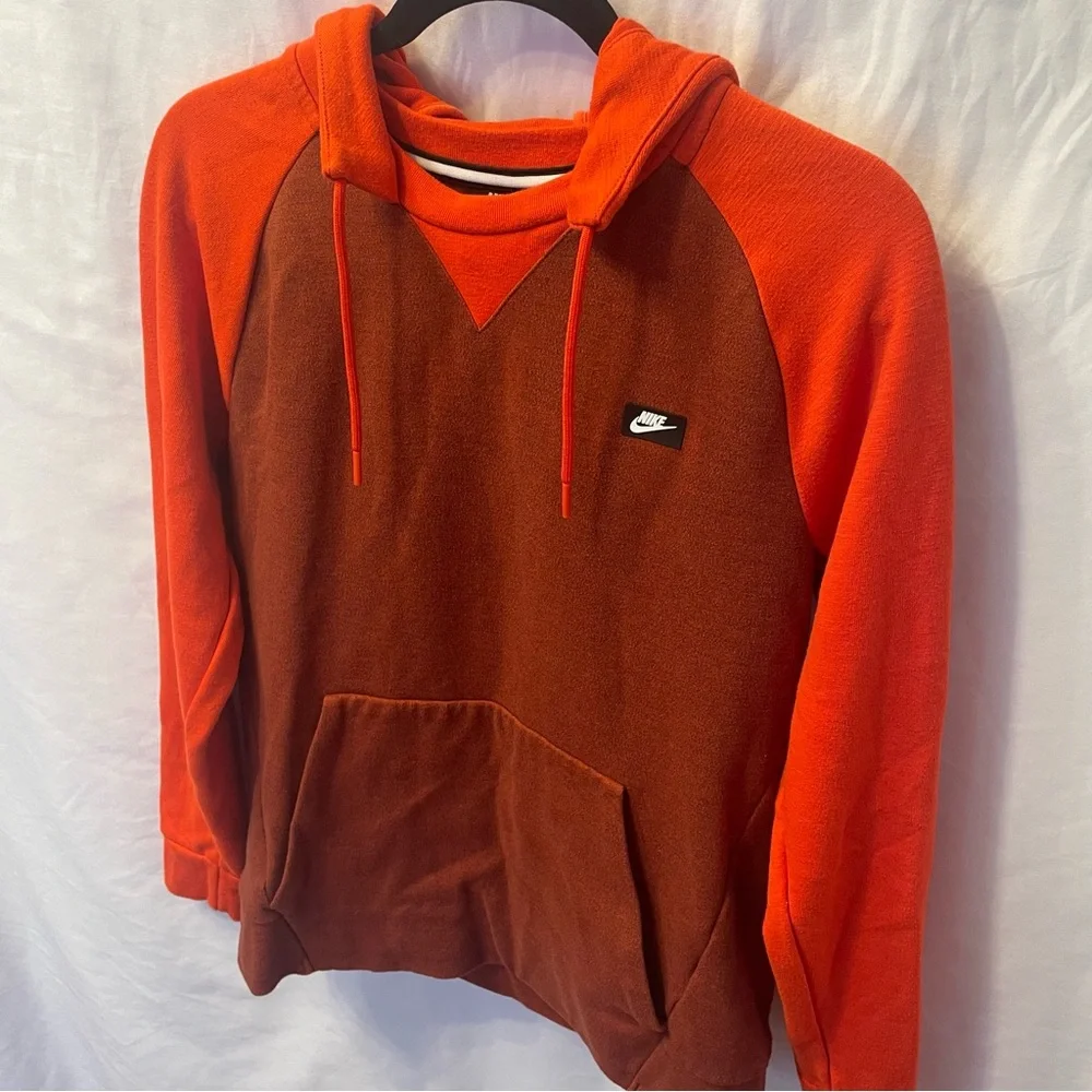 Nike Draw String Long Sleeve Hoodie Two‎ Tone Color Block Red Size Small Unisex